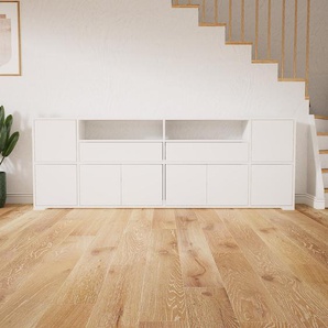 Sideboard Weiß - Sideboard: Schubladen in Weiß & Türen in Weiß - Hochwertige Materialien - 228 x 81 x 34 cm, konfigurierbar