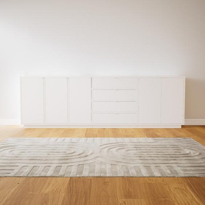 Sideboard Weiß - Sideboard: Schubladen in Weiß & Türen in Weiß - Hochwertige Materialien - 267 x 85 x 34 cm, konfigurierbar