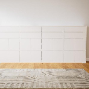 Sideboard Weiß - Sideboard: Schubladen in Weiß & Türen in Weiß - Hochwertige Materialien - 300 x 119 x 34 cm, konfigurierbar