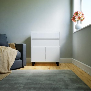 Sideboard Weiß - Sideboard: Schubladen in Weiß & Türen in Weiß - Hochwertige Materialien - 77 x 91 x 34 cm, konfigurierbar
