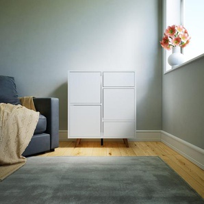 Sideboard Weiß - Sideboard: Schubladen in Weiß & Türen in Weiß - Hochwertige Materialien - 79 x 91 x 34 cm, konfigurierbar