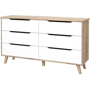 Sideboard Weser 155 x 86 x 42cm Braun/Weiß