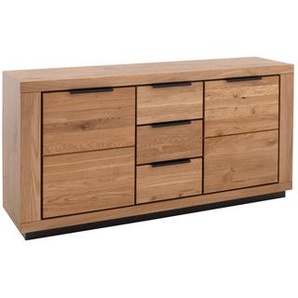 Sideboard, Wildeiche, Metall, Wildeiche, massiv, 2 Fächer, 3 Schubladen, 163x80x40 cm, FSC Mix, stehend, Holzmöbel, Kleinmöbel Holz, Holzkommoden, Sideboards Holz