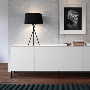 Sideboard Xenia 200 cm - Weiß matt lackiert - mit Metalluntergestell Schwarz