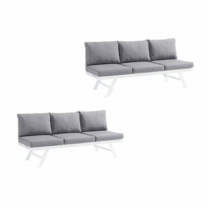Sieger Auckland Loungeset mit 2x Lounge/Liege - Gestell Alu weiß | Sitz hellgrau | Polster hellgrau 427/W-HG,427/W-HG