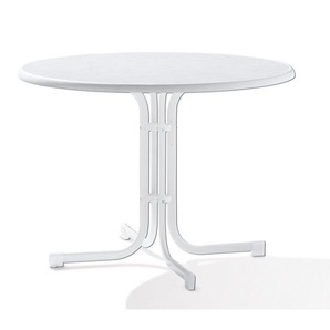 Sieger Klapptisch 100 cm weiss/weiss-marmoriert - Stahl mit Mecalit-Pro Platte