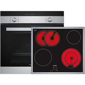 Siemens EQ112EA01Z Set Backofen Edelstahl HB113FBS1 + Glaskeramik Kochfeld autark ET645HN17E