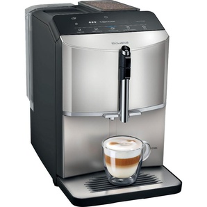 SIEMENS Kaffeevollautomat EQ300 TF303E07, viele Kaffeespezialitäten, OneTouch-Funktion Kaffeevollautomaten benutzerfreundliches Display, Keramikmahlwerk, silber metallic schwarz (ino x silver metallic) Kaffeevollautomat