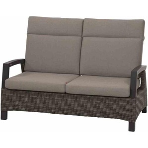 Siena Garden 2-Sitzer Sofa CORIDO, Aluminium Anthrazit / Polyrattan Charcoal Grey / Kissen 100 % Polypropylen Taupe meliert M21908