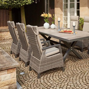 Siena Garden Garten-Essgruppe Corido, (7-tlg., 6 Sessel: 72x61x109 cm, Tisch Sincro: 200/260x100x77 cm,inkl. Auflagen), Aluminium, verstellbar, ausziehbar, geeignet für 6 bis 8 Personen