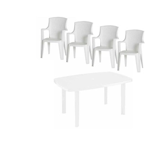 Siena Garden Gartenmöbel 5er-Set Eden - weiß - Materialmix - 90 cm - 91 cm | Möbel Kraft