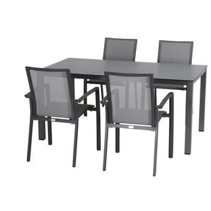 Siena Garden Gartenmöbel 5er-Set  Velia ¦ grau ¦ Maße (cm): B: 90 H: 89