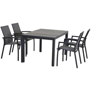 Siena Garden Gartenmöbel 5er-Set  Velia ¦ grau ¦ Maße (cm): B: 90 H: 89