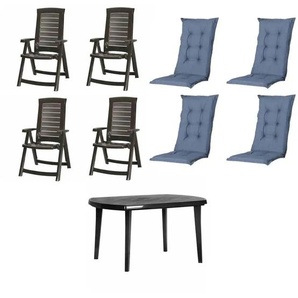 Siena Garden Gartenmöbel 9er-Set  Aruba ¦ grau ¦ Maße (cm): B: 90 H: 110