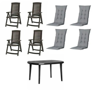 Siena Garden Gartenmöbel 9er-Set Aruba ¦ grau ¦ Maße (cm): B: 90 H: 110