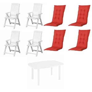 Siena Garden Gartenmöbel 9er-Set Tampa - weiß - Materialmix - 90 cm - 109 cm | Möbel Kraft