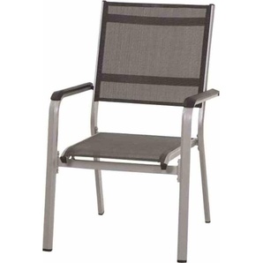 Siena Garden Tesoro Stapelsessel K/D Alu, silber,Textilbezug grau