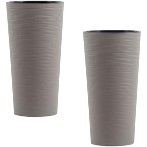 Siena Garden Übertopf-Set, Grau, Kunststoff, 2-teilig, rund,rund, 46.5 cm, Plastikeinsatz, Dekoration, Blumen & Zubehör, Übertöpfe