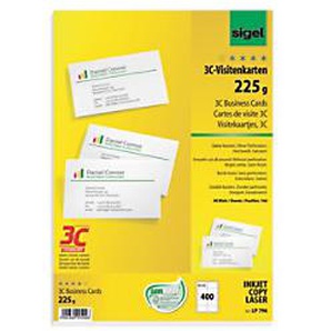 Sigel Visitenkarten 225 g/m² Weiß 40 Blatt à 10 Stück LP796