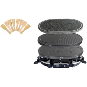Silva Homeline Raclette-Grill, Schwarz, Metall, Kunststoff, Stein, 42x32x12.5 cm, einstellbarer Thermostat, Kontrollleuchte, antihaftbeschichtet, rutschfest, Küchengeräte, Tischgrills & Fondues, Raclette-Grills