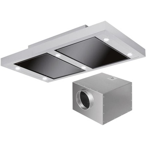 Silverline SET Altena ALD124.1S Deckenhaube 120 cm Edelstahl/Schwarzglas + Zwischenkammermotor