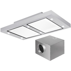 Silverline SET Altena ALD124.1W Deckenhaube 120 cm Edelstahl/Wei�glas + Zwischenkammermotor