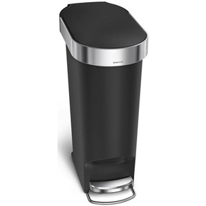 simplehuman Treteimer schmal mit Beutel-Klemmrand - schwarz - 40 Liter - B: 26 x H: 62,6 x T: 51 cm