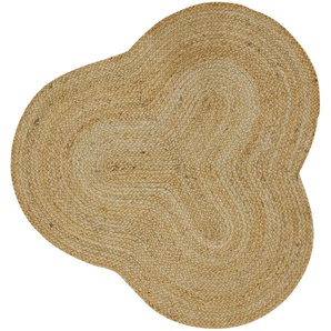 Sisalteppich CARPETFINE Alia Juteteppich Teppiche Gr. B/L: 120 cm x 120 cm, 10 mm, 1 St., beige (natur) Juteteppiche handgewebt aus Jute, Naturteppich, Sonderform blau, Boho Style, uni