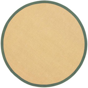 Sisalteppich CARPETFINE Sisal Teppiche Gr. B/L: 120 cm x 120 cm Ø 120 cm, 5 mm, 1 St., grün Sisalteppiche mit farbiger Bordüre, Anti-Rutsch Rückseite