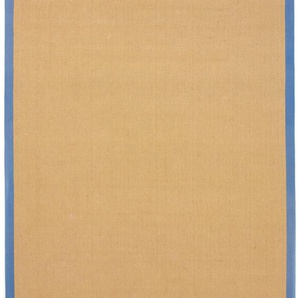 Sisalteppich CARPETFINE Sisal Teppiche Gr. B/L: 140 cm x 200 cm, 5 mm, 1 St., blau Esszimmerteppiche mit farbiger Bordüre, Anti Rutsch Rückseite