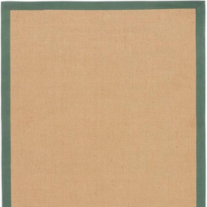 Sisalteppich CARPETFINE Sisal Teppiche Gr. B/L: 140 cm x 200 cm, 5 mm, 1 St., grün Esszimmerteppiche mit farbiger Bordüre, Anti Rutsch Rückseite