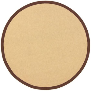 Sisalteppich CARPETFINE Sisal Teppiche Gr. Ø 160 cm, 5 mm, 1 St., braun Sisalteppiche mit farbiger Bordüre, Anti-Rutsch Rückseite