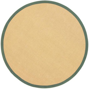 Sisalteppich CARPETFINE Sisal Teppiche Gr. B/L: 160 cm x 160 cm Ø 160 cm, 5 mm, 1 St., grün Sisalteppiche mit farbiger Bordüre, Anti-Rutsch Rückseite
