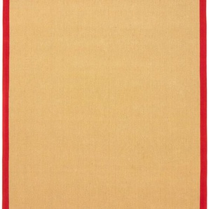 Sisalteppich CARPETFINE Sisal Teppiche Gr. B/L: 160 cm x 230 cm, 5 mm, 1 St., rot Sisalteppiche mit farbiger Bordüre, Anti Rutsch Rückseite