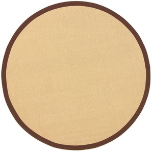 Sisalteppich CARPETFINE Sisal Teppiche Gr. Ø 200 cm, 5 mm, 1 St., braun Sisalteppiche mit farbiger Bordüre, Anti-Rutsch Rückseite