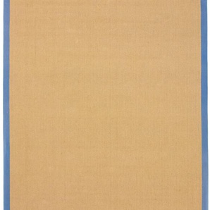 Sisalteppich CARPETFINE Sisal Teppiche Gr. B/L: 200 cm x 290 cm, 5 mm, 1 St., blau Esszimmerteppiche mit farbiger Bordüre, Anti Rutsch Rückseite