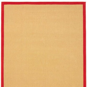 Sisalteppich CARPETFINE Sisal Teppiche Gr. B/L: 200 cm x 290 cm, 5 mm, 1 St., rot Esszimmerteppiche mit farbiger Bordüre, Anti Rutsch Rückseite