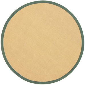 Sisalteppich CARPETFINE Sisal Teppiche Gr. Ø 200 cm, 5 mm, 1 St., grün Esszimmerteppiche mit farbiger Bordüre, Anti-Rutsch Rückseite