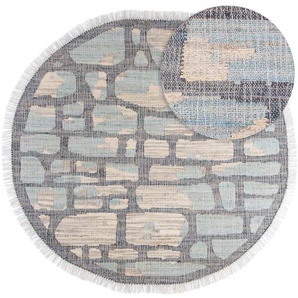 Sisalteppich MORGENLAND Sisalteppich - Alistair Teppiche Gr. B/L: 200 cm x 200 cm Ø 200 cm, 6 mm, 4 m², 1 St., blau Esszimmerteppiche SisalOptik