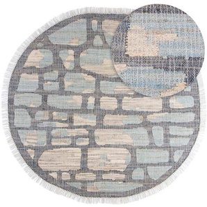 Sisalteppich MORGENLAND Sisalteppich - Alistair Teppiche Gr. B/L: 200 cm x 200 cm Ø 200 cm, 6 mm, 4 m², 1 St., blau Juteteppiche SisalOptik
