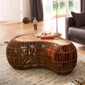 SIT Couchtisch »Rattan Vintage«, 120/80 cm in Nierenform, Shabby Chic, Vintage