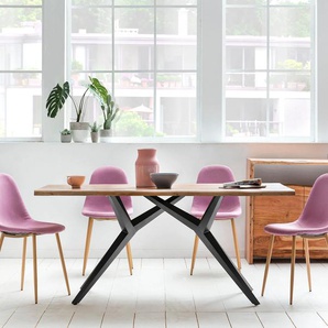 Esstisch SIT Tische Gr. B/H/T: 240 cm x 73 cm x 100 cm, 240x100 cm, braun (natur, antikschwarz, natur) Esstische rechteckig Design-Gestell im industriellen Antiklook