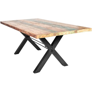 Esstisch SIT Tops Tische Gr. B/H/T: 180 cm x 78 cm x 100 cm, schwarz (eisen schwarz) Esstisch Holz-Esstische Küchentisch Rechteckiger Tisch aus recyceltem Altholz