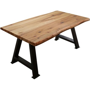 Esstisch SIT Tops&Tables Tische Gr. B/H/T: 205 cm x 9 cm x 105 cm, schwarz (schwarz, schwarz, natur) Esstische rechteckig mit Baumkante