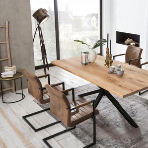 Esstisch SIT Tops&Tables Tische Gr. B/H/T: 180 cm x 76 cm x 100 cm, schwarz (natur, schwarz, natur) Esstische rechteckig Tisch Tischplatte auf 4 cm aufgedoppelt