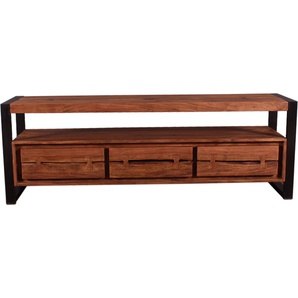 SIT Möbel GmbH SIT Möbel Lowboard | 3 Schubladen, 1 offenes Fach | Akazie natur | Metall schwarz | B 160 x T 40 x H 55 cm | 11815-01 | Serie NATURAL EDGE