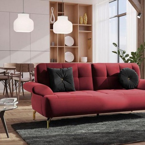 sit&more 2,5-Sitzer Orient 1, inkl. 2 Zierkissen mit Strass-Stein, goldfarbene Metallfüße