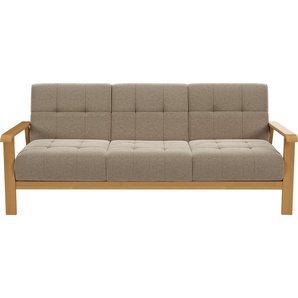sit&more 3-Sitzer Billund, Armlehnen aus eichefarbigem Buchenholz, verschiedene Bezüge und Farben
