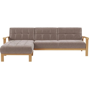 sit&more Ecksofa Billund L-Form, Armlehnen aus eichefarbigem Buchenholz, verschiedene Bezüge und Farben
