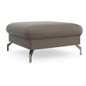 Hocker SIT&MORE Fashion Gr. B/H/T: 89 cm x 45 cm x 89 cm, Luxus-Microfaser mit Prägung, mit Federkern, grau (taupe) Sitzhocker inklusive Federkern, mit satinierten Nickelfüßen